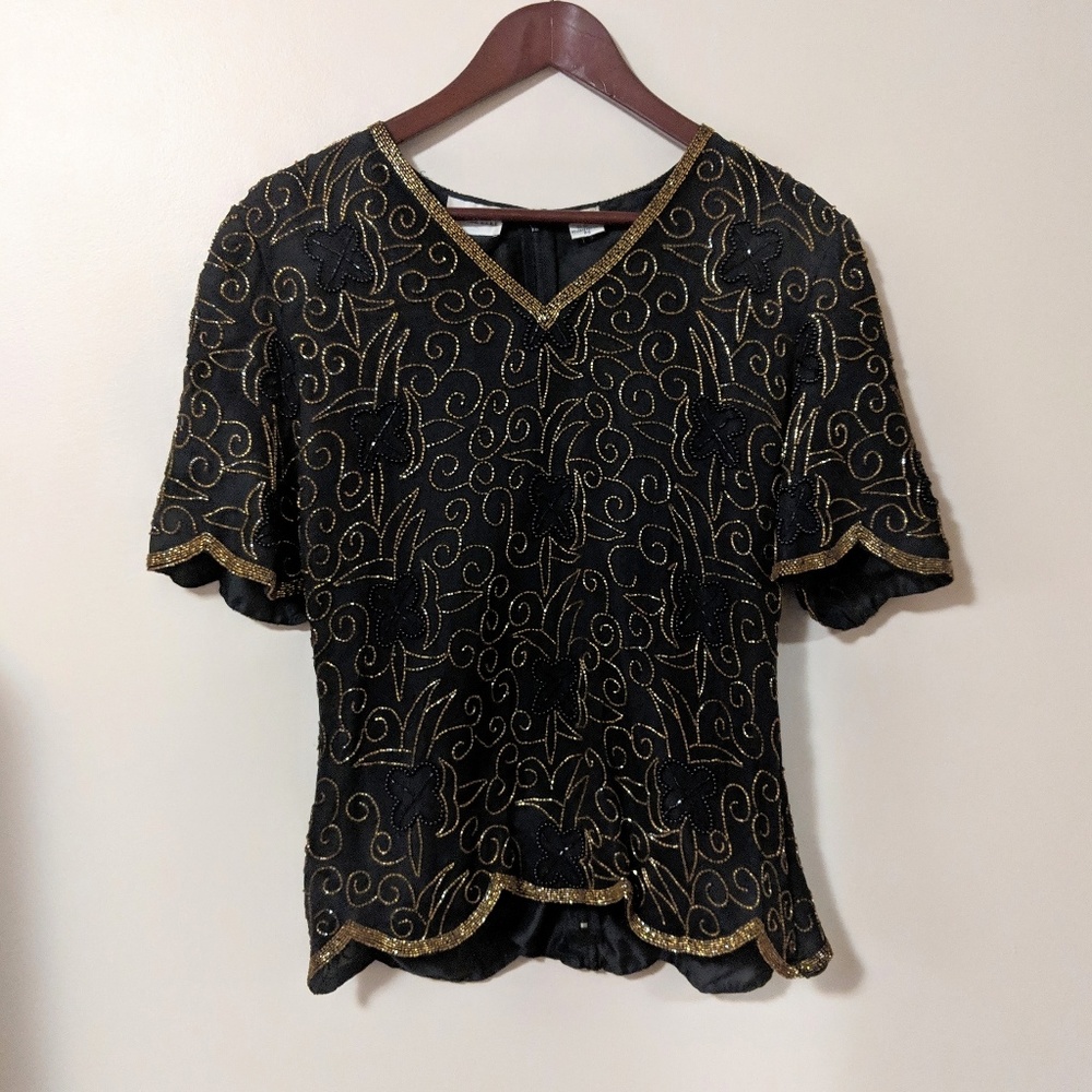 Vintage Beaded Scalloped Top Small